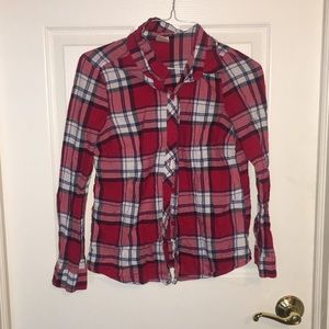 Girls’ White and Red Plaid Flannel